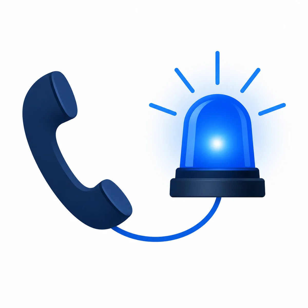 Telefonhörer und blaues Signallicht als Symbol für aktuelle Hinweise